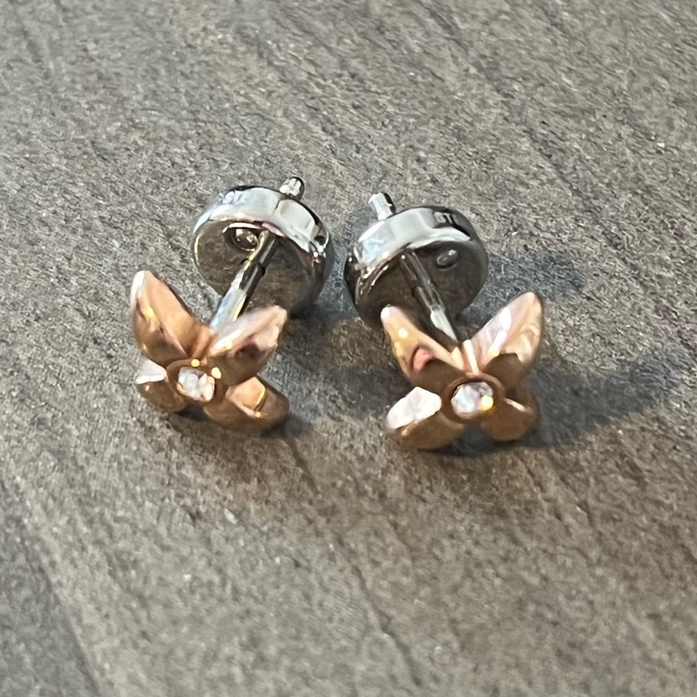 Fossil Rose Gold Cut Out Flower Stud Earrings